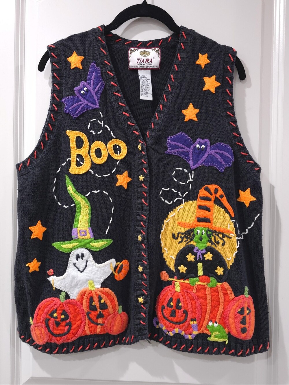 Vtg Vintage Rammie Cotton Blend Halloween Patch Vest, Preloved, Size L